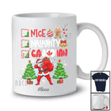 Personalized Custom Name Nice Naughty Canadian; Joyful Christmas Trees Dabbing Santa Country T-Shirt