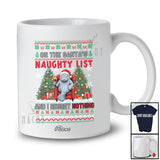 Personalized Custom Name On Santa's Naughty List; Joyful Christmas Sweater Manatee Drinking T-Shirt