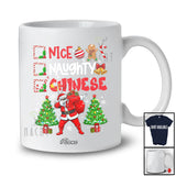 Personalized Custom Name Nice Naughty Chinese; Joyful Christmas Trees Dabbing Santa Country T-Shirt