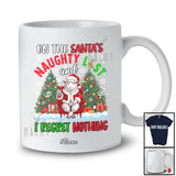 Personalized Custom Name On Santa's Naughty List; Joyful Christmas Sheep Drinking Farmer T-Shirt