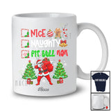 Personalized Custom Name Nice Naughty Pit Bull Mom; Lovely Christmas Trees Dabbing Santa T-Shirt