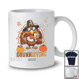 Personalized Custom Name Happy Drunkgiving; Joyful Plaid Thanksgiving Turkey Drinking Whiskey T-Shirt