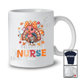 Personalized Custom Name One Thankful Nurse; Adorable Thanksgiving Turkey Women Jobs T-Shirt