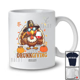 Personalized Custom Name Happy Drunkgiving; Joyful Plaid Thanksgiving Turkey Drinking Wine T-Shirt