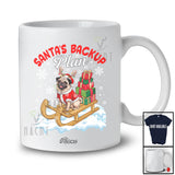Personalized Custom Name Santa's Backup Plan; Lovely Christmas Santa Sleigh Reindeer Pug T-Shirt