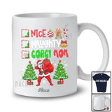 Personalized Custom Name Nice Naughty Corgi Mom; Lovely Christmas Trees Dabbing Santa T-Shirt