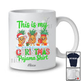 Personalized Custom Name My Christmas Pajama Shirt; Humorous Three Pineapple X-mas Fruit T-Shirt