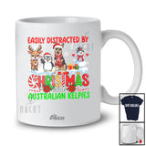 Personalized Custom Name Distracted By Christmas Australian Kelpies; Lovely Penguin Reindeer T-Shirt
