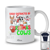 Personalized Custom Name Distracted By Christmas Cows; Lovely Snowman Penguin Reindeer T-Shirt