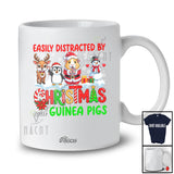 Personalized Custom Name Distracted By Christmas Guinea Pigs; Lovely Snowman Penguin Reindeer T-Shirt