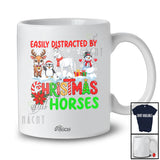 Personalized Custom Name Distracted By Christmas Horses; Lovely Snowman Penguin Reindeer T-Shirt