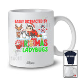 Personalized Custom Name Distracted By Christmas Ladybugs; Lovely Snowman Penguin Reindeer T-Shirt