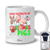 Personalized Custom Name Distracted By Christmas Pigs; Lovely Snowman Penguin Reindeer T-Shirt