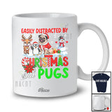 Personalized Custom Name Distracted By Christmas Pugs Lovely Snowman Penguin Reindeer T-Shirt