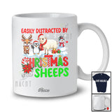 Personalized Custom Name Distracted By Christmas Sheeps; Lovely Snowman Penguin Reindeer T-Shirt