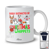 Personalized Custom Name Distracted By Christmas Whippets; Lovely Snowman Penguin Reindeer T-Shirt