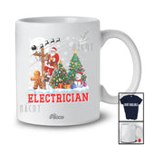 Personalized Custom Name Electrician With Christmas Tree Snowman; Awesome X-mas Jobs Proud T-Shirt