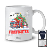 Personalized Custom Name Firefighter With Christmas Tree Snowman; Awesome X-mas Jobs Proud T-Shirt