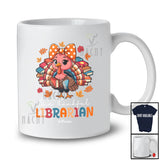 Personalized Custom Name One Thankful Librarian; Adorable Thanksgiving Turkey Women Jobs T-Shirt