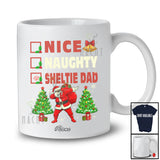 Personalized Custom Name Nice Naughty Shelties Dad; Lovely Christmas Trees Dabbing Santa T-Shirt
