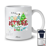 Personalized Custom Name I.C.U Nurse; Fantastic Christmas Tree Plaid Stethoscope Nursing T-Shirt