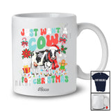 Personalized Custom Name Just Want A Cow For Christmas; Lovely Santa Cow Farmer Family T-Shirt