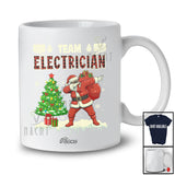 Personalized Custom Name Team Electrician; Amusing Christmas Tree Dabbing Santa Plaid T-Shirt