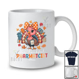 Personalized Custom Name One Thankful Pharmacist; Adorable Thanksgiving Turkey Women Jobs T-Shirt