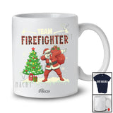 Personalized Custom Name Team Firefighter; Amusing Christmas Tree Dabbing Santa Plaid T-Shirt