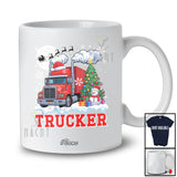 Personalized Custom Name Trucker With Christmas Tree Snowman; Awesome X-mas Jobs Proud T-Shirt