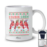 Personalized Custom Name Cousin Crew; Lovely Christmas Lights Sweater Four Cardinal Bird T-Shirt