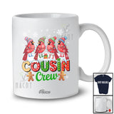 Personalized Custom Name Cousin Crew; Lovely Christmas Lights Four Cardinal Bird X-mas T-Shirt