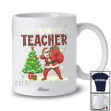 Personalized Custom Name Team Teacher; Amusing Christmas Tree Dabbing Santa Plaid T-Shirt