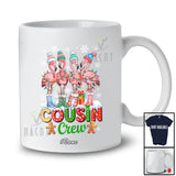 Personalized Custom Name Cousin Crew; Lovely Christmas Lights Four Flamingo X-mas; Bird T-Shirt