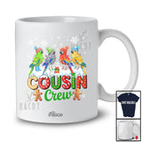 Personalized Custom Name Cousin Crew; Lovely Christmas Lights Four Parrot X-mas; Bird T-Shirt