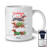 Personalized Custom Name Dachshund Through Snow; Lovely Christmas Santa Tree Family T-Shirt