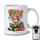 Adorable Librarian Reindeer With Books; Fantastic Christmas Lights Santa Reindeer; Family Group T-Shirt