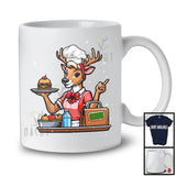 Adorable Lunch Lady Reindeer Lover; Fantastic Christmas Lights Santa Reindeer; Family Group T-Shirt