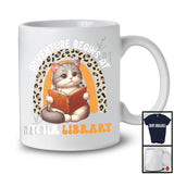 Adventure Begins At Your Library, Adorable Cat Reading Book, Summer Leopard Rainbow T-Shirt