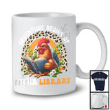 Adventure Begins At Your Library, Adorable Chicken Reading Book, Summer Leopard Rainbow T-Shirt