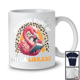 Adventure Begins At Your Library, Adorable Flamingo Reading Book, Summer Leopard Rainbow T-Shirt