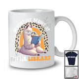 Adventure Begins At Your Library, Adorable Llama Reading Book, Summer Leopard Rainbow T-Shirt