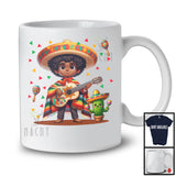 Afro Boy Playing Ukulele, Adorable Cinco De Mayo Black African American, Mexican Sombrero T-Shirt