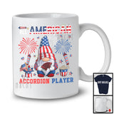 All American Accordion Player, Proud 4th Of July USA Flag Musical Instruments Gnomes, Patriotic T-Shirt
