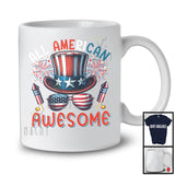 All American Awesome, Amazing 4th Of July American Flag Uncle Sam Hat Sunglasses, Patriotic T-Shirt