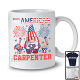 All American Carpenter, Proud 4th Of July American Flag Gnomes, Fireworks Patriotic T-Shirt