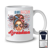 All American Grandma, Adorable 4th Of July American Flag Bun Hair Women, Family Patriotic T-Shirt