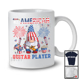 All American Guitar Player, Proud 4th Of July USA Flag Musical Instruments Gnomes, Patriotic T-Shirt