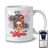 All American Mom, Adorable 4th Of July American Flag Bun Hair Women, Family Patriotic T-Shirt