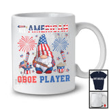 All American Oboe Player, Proud 4th Of July USA Flag Musical Instruments Gnomes, Patriotic T-Shirt